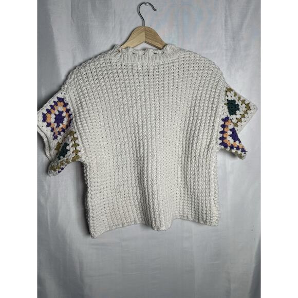 Universal Thread Granny Square Top Womens Sz M Crochet Grannycore Patchwork - Picture 6 of 9